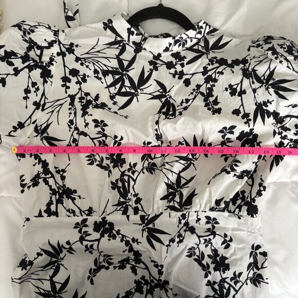 Zara Women's Floral Dress Black and White Cotton Size XL NWT - Picture 7 of 11